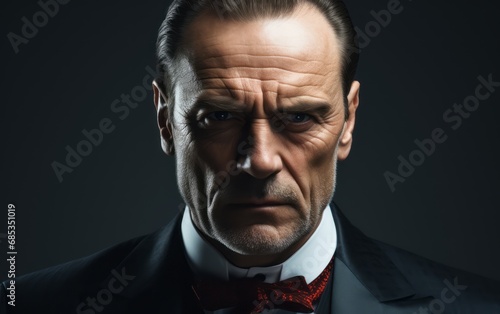 dramatic male portrait of a gangster