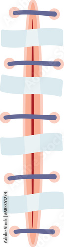 Suture icon cartoon vector. Surgical suture. Injury cut skin needle
