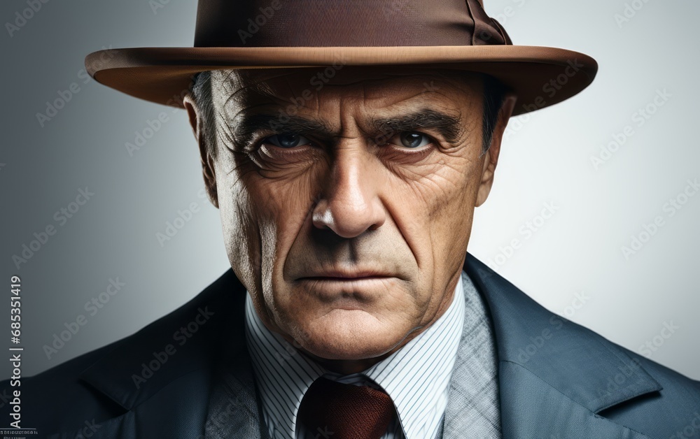 a dramatic portrait of a mobster in a hat