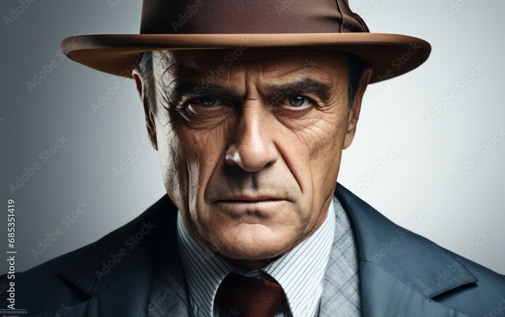 a dramatic portrait of a mobster in a hat a dramatic portrait of a mobster in a hat