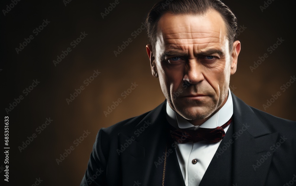 a dramatic portrait of a mobster in a hat a dramatic portrait of a mobster in a hat