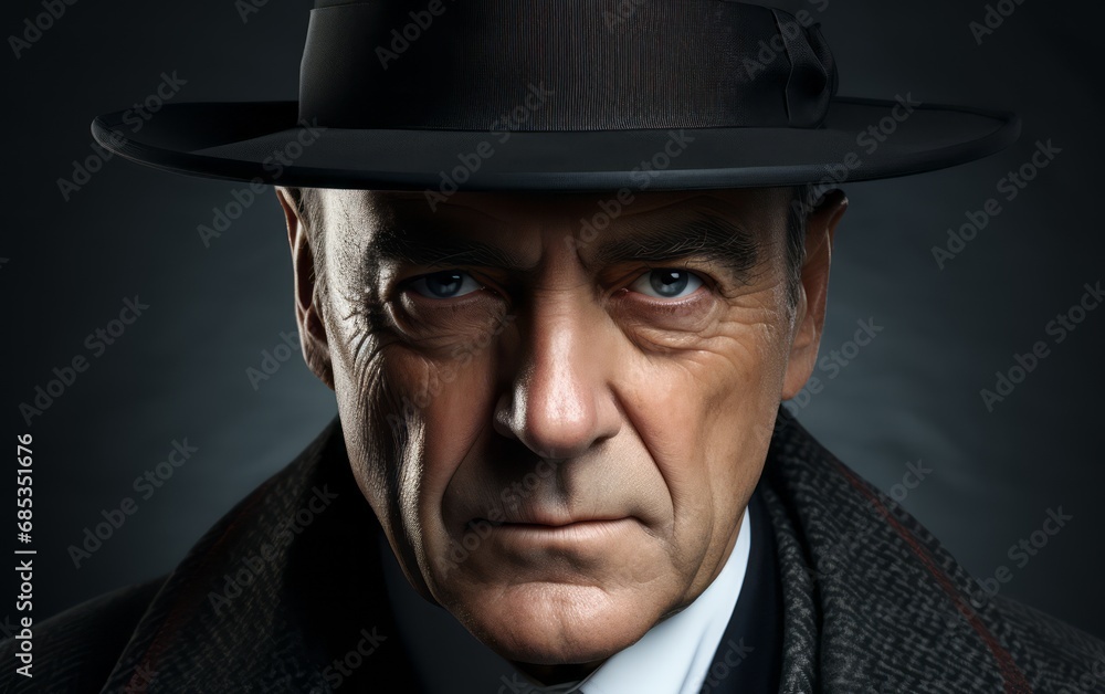 a dramatic portrait of a mobster in a hat a dramatic portrait of a mobster in a hat