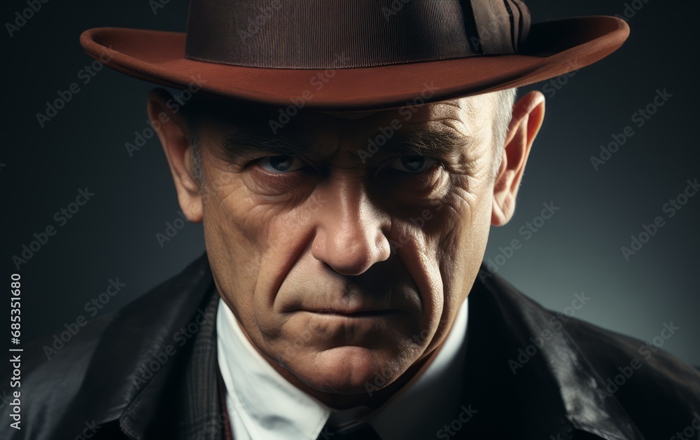 a dramatic portrait of a mobster in a hat a dramatic portrait of a mobster in a hat