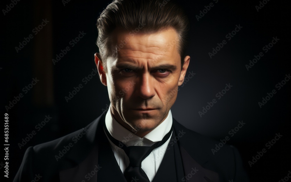 a dramatic portrait of a mobster in a hat a dramatic portrait of a mobster in a hat