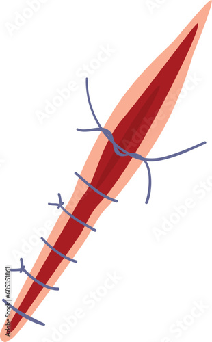 Half open suture icon cartoon vector. Medical skin cut. Medic scar