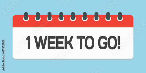 Countdown weekly calendar icon - 1 week to go
