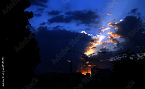 sunset over the city Shiraz Iran