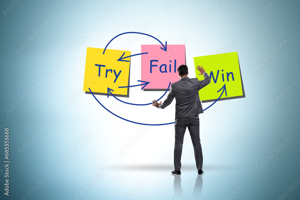 Business concept of try fail win