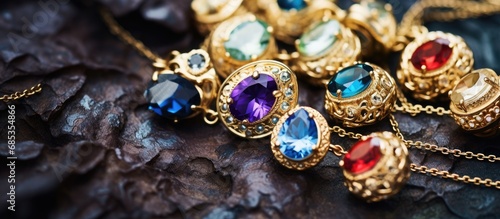 Adorn a gold jewelry with gemstones.