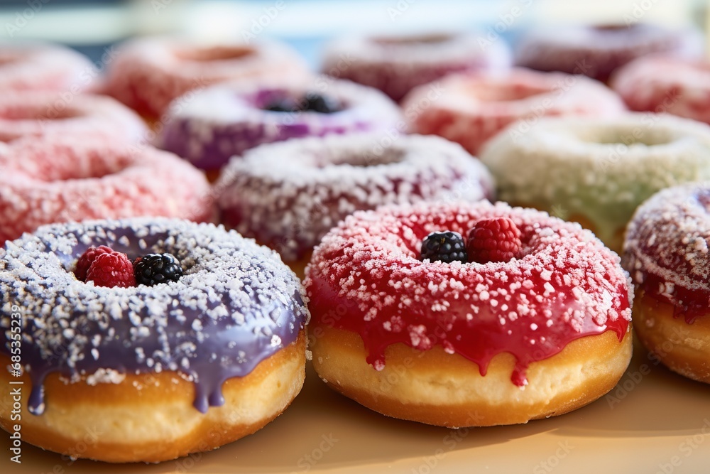 Sweet donuts arranged at display Sweet donuts arranged at display