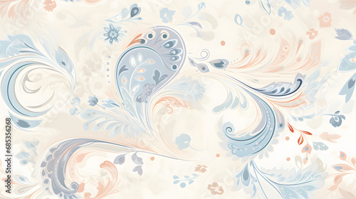 Seamless subtle paisley fabric pattern in soft pastel colors