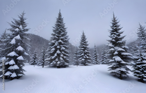 Winter cozy atmospheric landscape,Generative AI