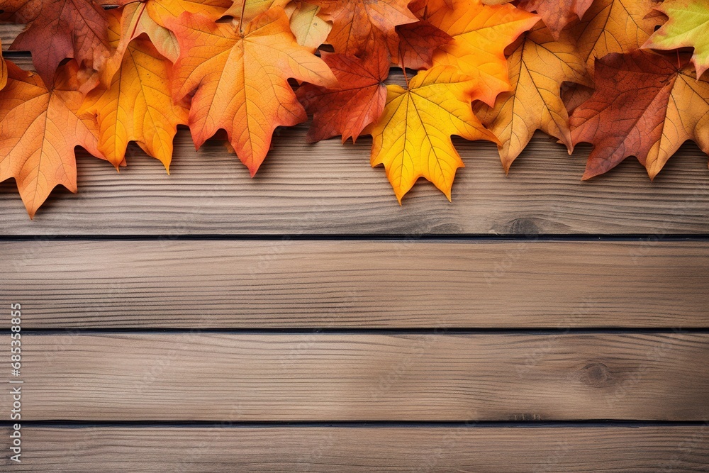 Autumn leaves frame on wooden background top view. Fall Border yellow and Orange Leaves vintage wood table Copy space. Mock up for your design. Autumn leaves frame on wooden background top view. Fall Border yellow and Orange Leaves vintage wood table Copy space. Mock up for your design.