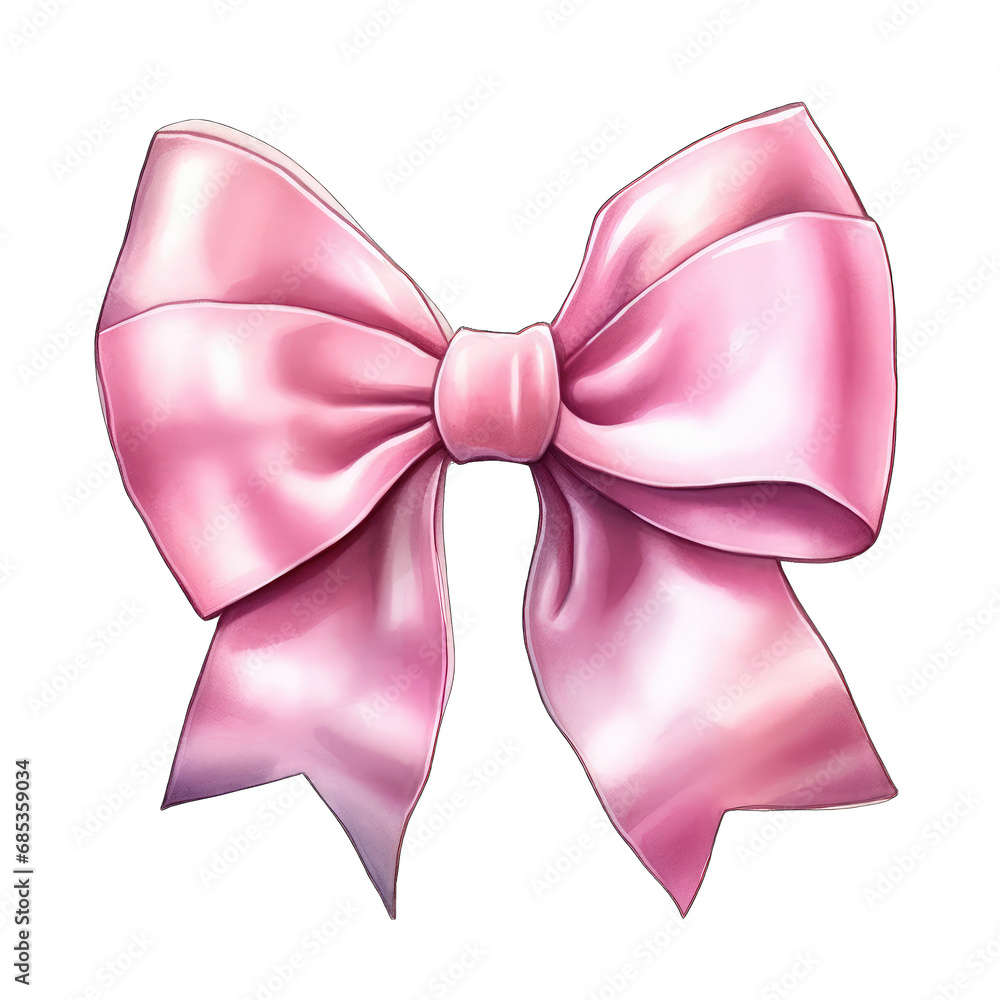 Pink bow isolated on white background