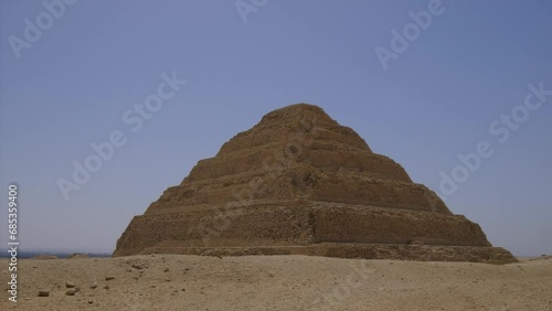 Djoser pyramid also called as Step Pyramid. Archaeological remain in the Saqqara necropolis, Egypt, Africa. Travel touristic concept.