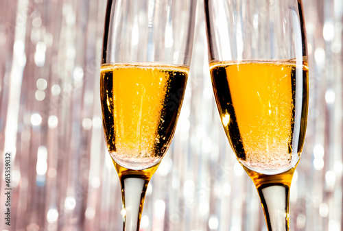 champagne, new year celebration, new year eve toast, two glasses of champange 