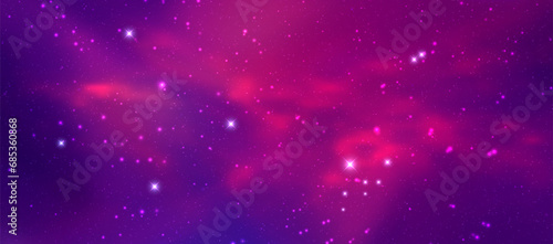 Space vector background with realistic nebula and shining stars. Magic colorful galaxy with stardust