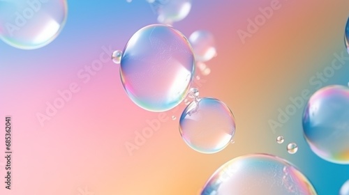  a group of bubbles floating on top of a blue, pink, yellow and green background with lots of bubbles.