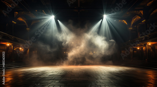 Empty concert stage with smoke background © Fun it is