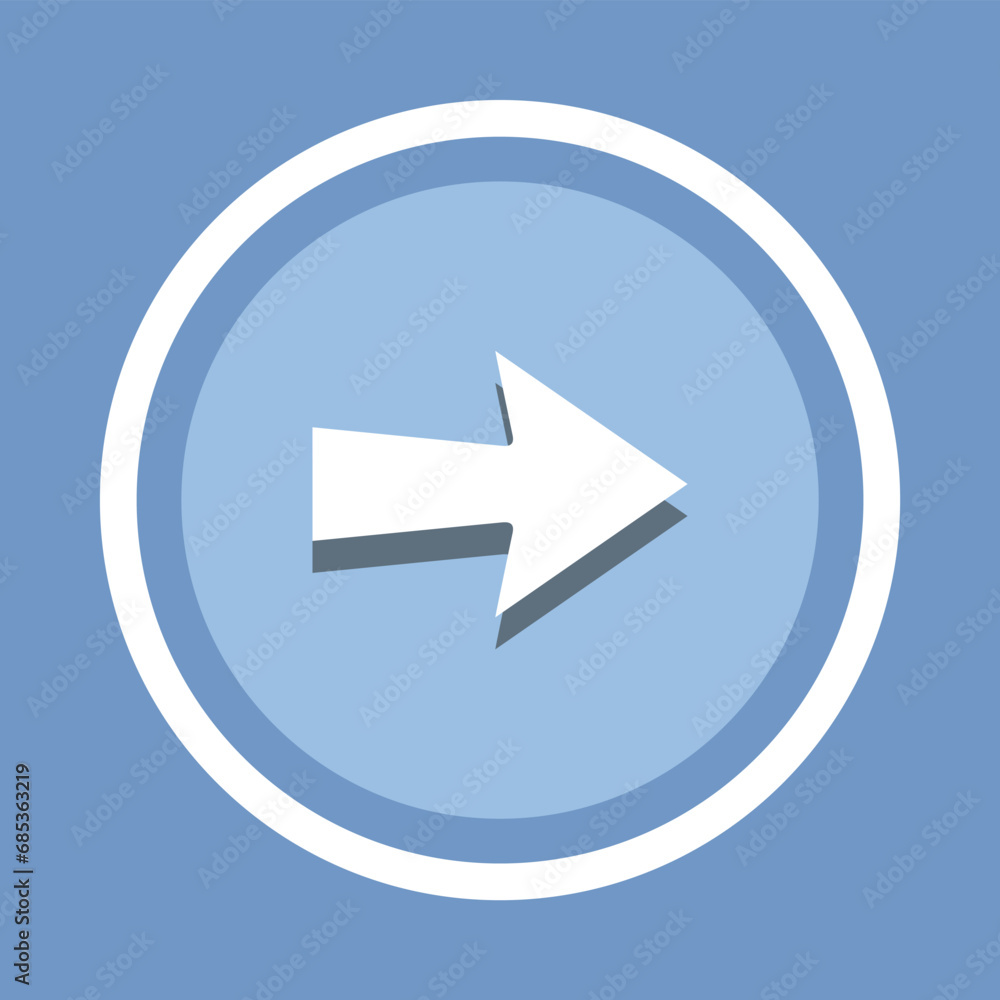 Right arrow icon vector. Right arrow icon vector in trendy flat style. Move forward icon image, Move forward icon illustration isolated on blue background Right arrow icon vector. Right arrow icon vector in trendy flat style. Move forward icon image, Move forward icon illustration isolated on blue background