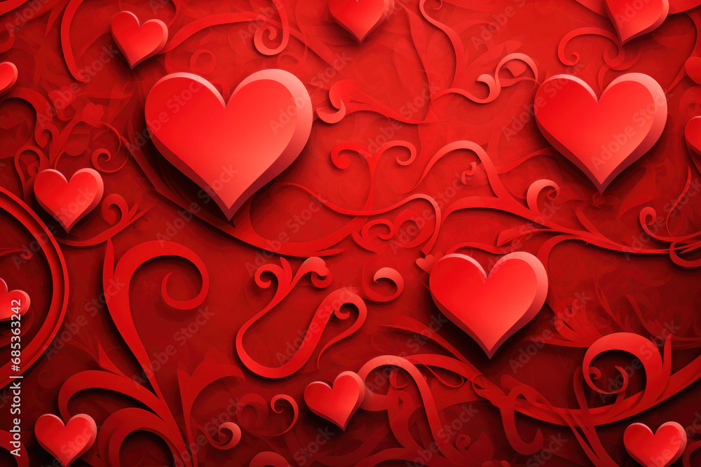 Red background with hearts for Valentine's Day or wedding Red background with hearts for Valentine's Day or wedding