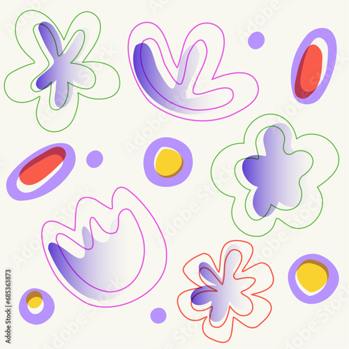 Wallpaper Mural Set of abstract flowers, various hand-drawn shapes Torontodigital.ca