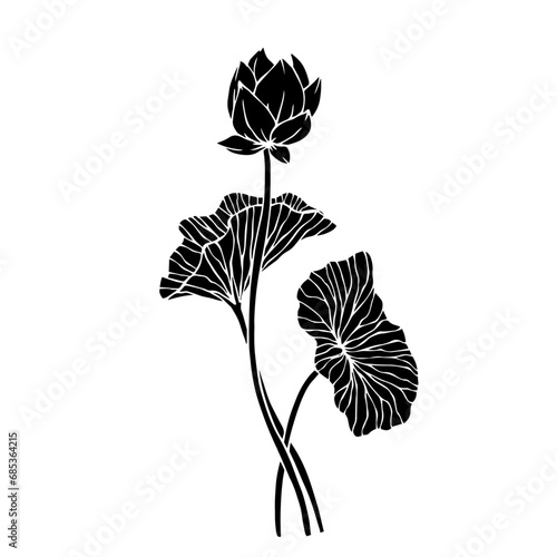 Fototapeta Naklejka Na Ścianę i Meble -  Silhouette of a flower, lotus bud. Decorative botanical element. Vector graphics.