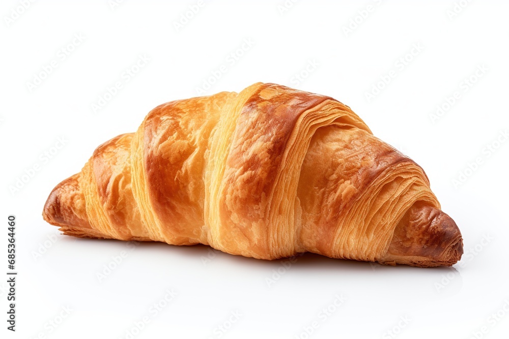 Breakfast. Fresh croissant on white background