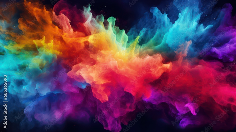 Fototapeta premium Colorful smoke background. Colorful holi dust explosion Rainbow wallpaper.