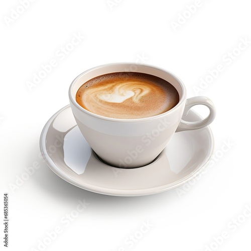 White cup of black coffee isolated on white background