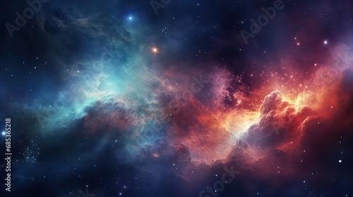 Colorful nebula wallpaper background with stardust and shining stars