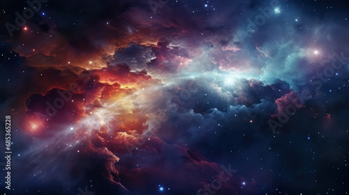 Colorful nebula wallpaper background with stardust and shining stars