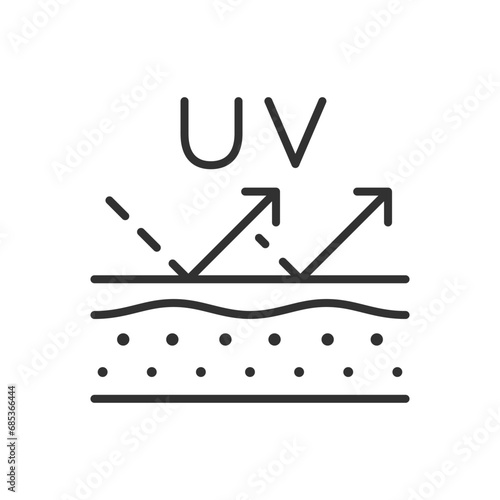 Skin and UV ray protection, linear icon. Line with editable stroke