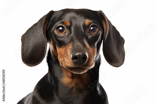 Dachshund close-up portrait. Adorable canine studio photography
