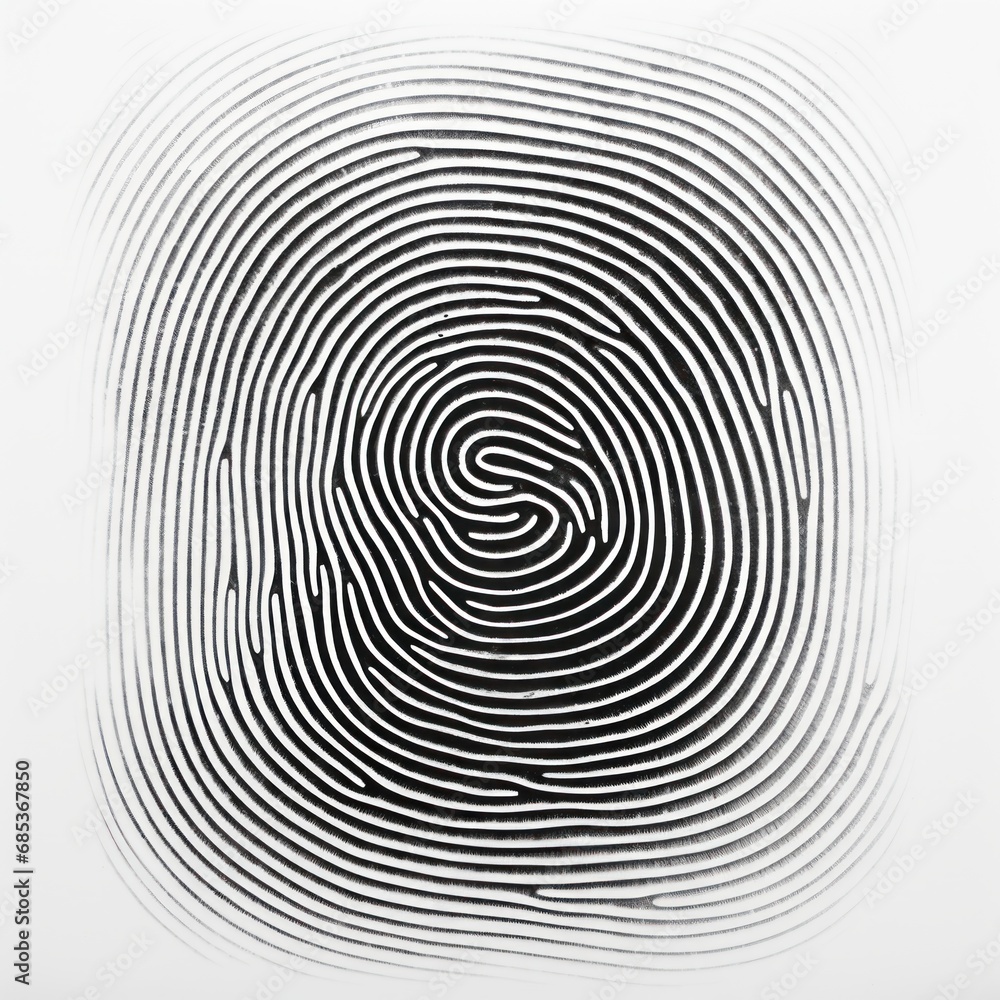 Fingerprint isolated on a white background. Dactyloscopy - fingerprints on white paper.