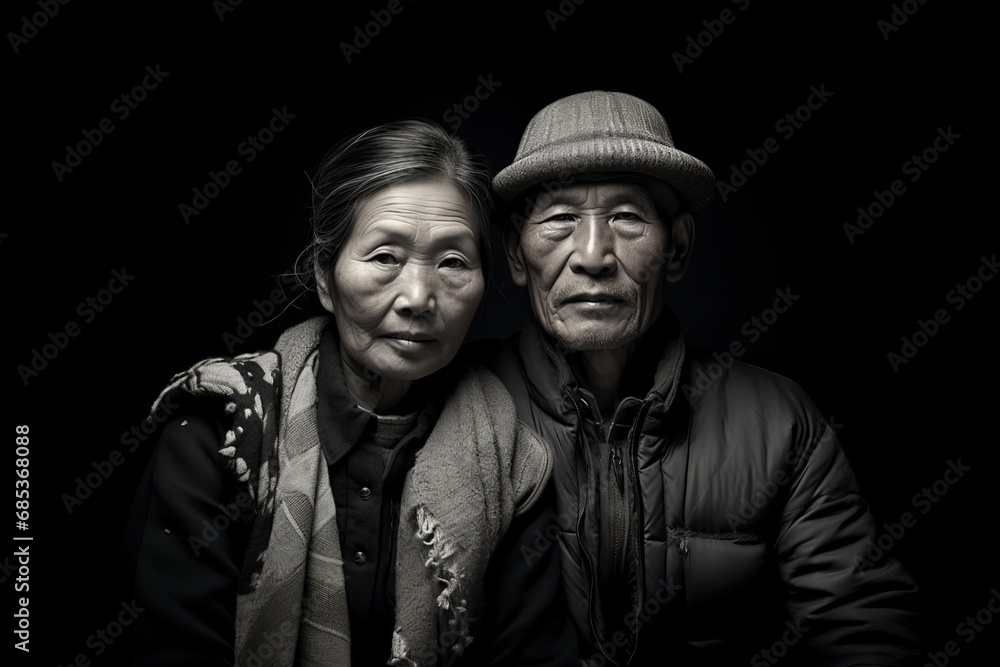 Obraz premium beautiful chinese couple posing in front of the camera