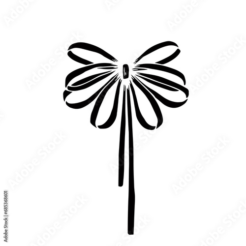 Silhouette, doodle of a festive bow. Vector graphics.