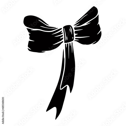 Silhouette, doodle of a festive bow. Vector graphics.