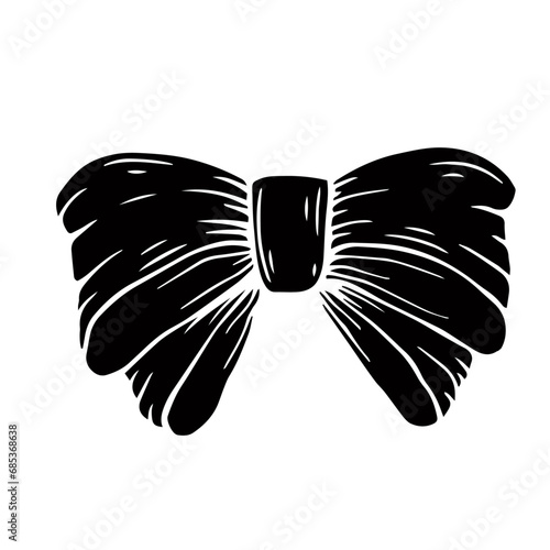 Silhouette, doodle of a festive bow. Vector graphics.