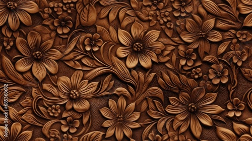 a fancy embossed leather background with intricate floral and cowboy western design elements. SEAMLESS PATTERN. SEAMLESS WALLPAPER.