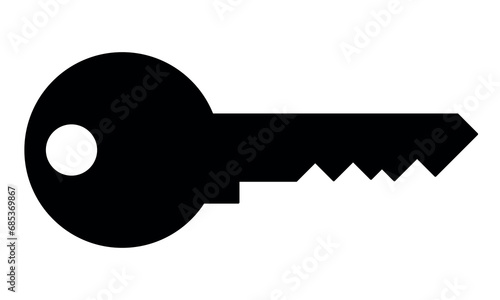 key silhouette, black and white vector illustration