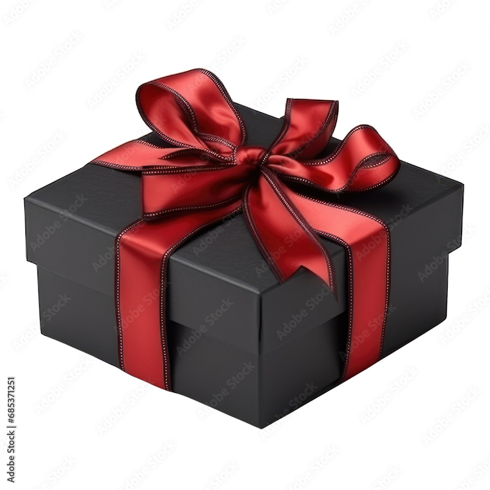 Obraz premium Black gift box isolated on transparent background