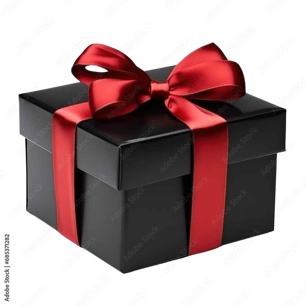 Black gift box isolated on transparent background Black gift box isolated on transparent background