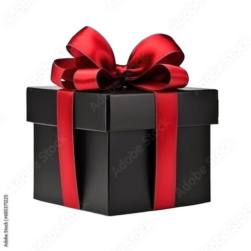 Black gift box isolated on transparent background