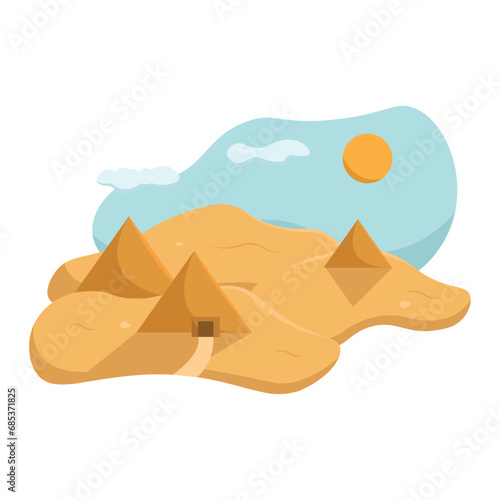 Isolated dessert landscape with pyramids Vector