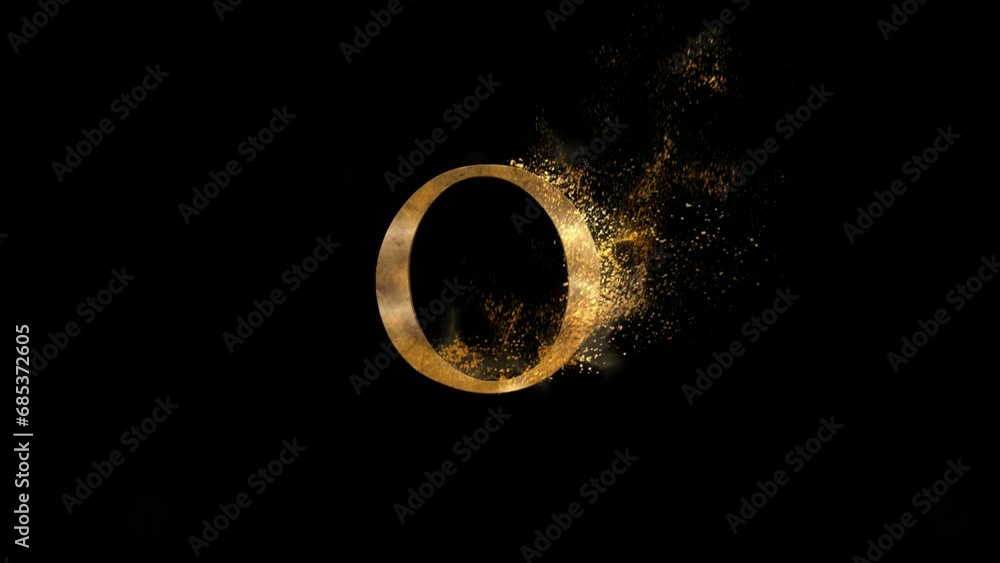 Golden letter O with particles, alphabet, abc, alpha channel Golden letter O with particles, alphabet, abc, alpha channel