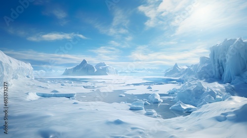 Beautiful  clean  open iceberg scenery with clear skies
