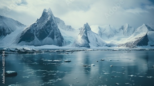 Beautiful, clean, open iceberg scenery with clear skies
