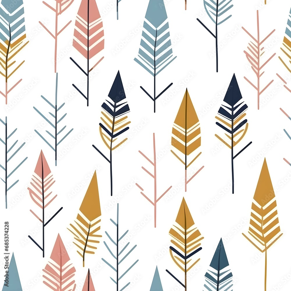 minimalistic lines in boho style seamless pattern. Generative AI minimalistic lines in boho style seamless pattern. Generative AI