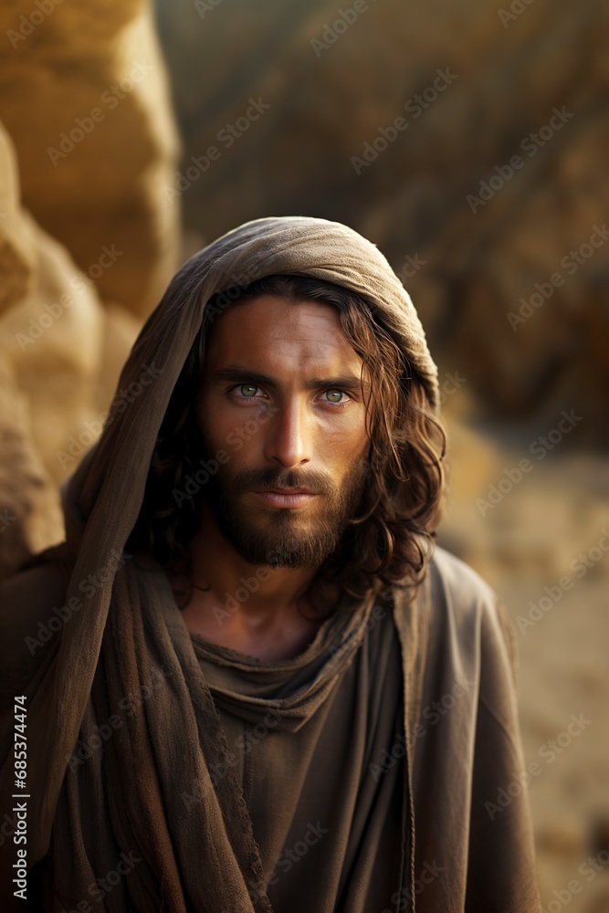 Jesus of Nazareth with a kind and sweet expression on his face Jesus of Nazareth with a kind and sweet expression on his face